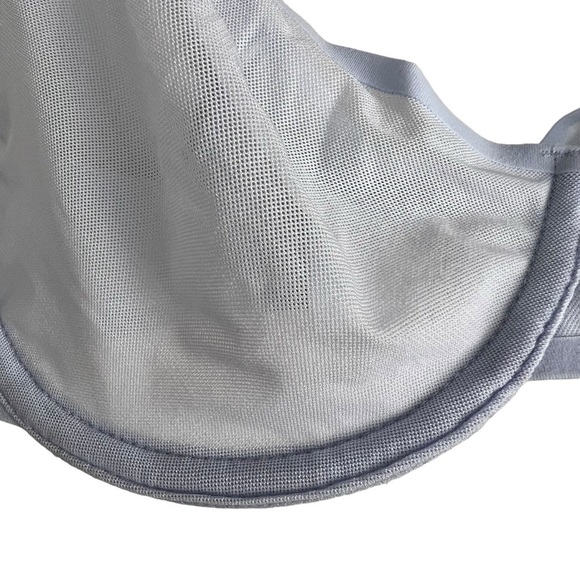 Aerie SMOOTHEZ Unlined Mesh Balconette Bra Eyelet Blue - Picture 4 of 9